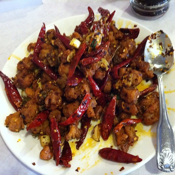 the best stuff on earth: chef's special dry chili chicken.